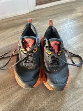 Hoka One One women or Men’s Athletic Shoes - Gray with Orange Accents